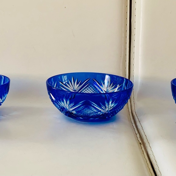 Vintage D’Arques Genuine Lead Crystal Cobalt Blue Bows - Picture 2 of 15